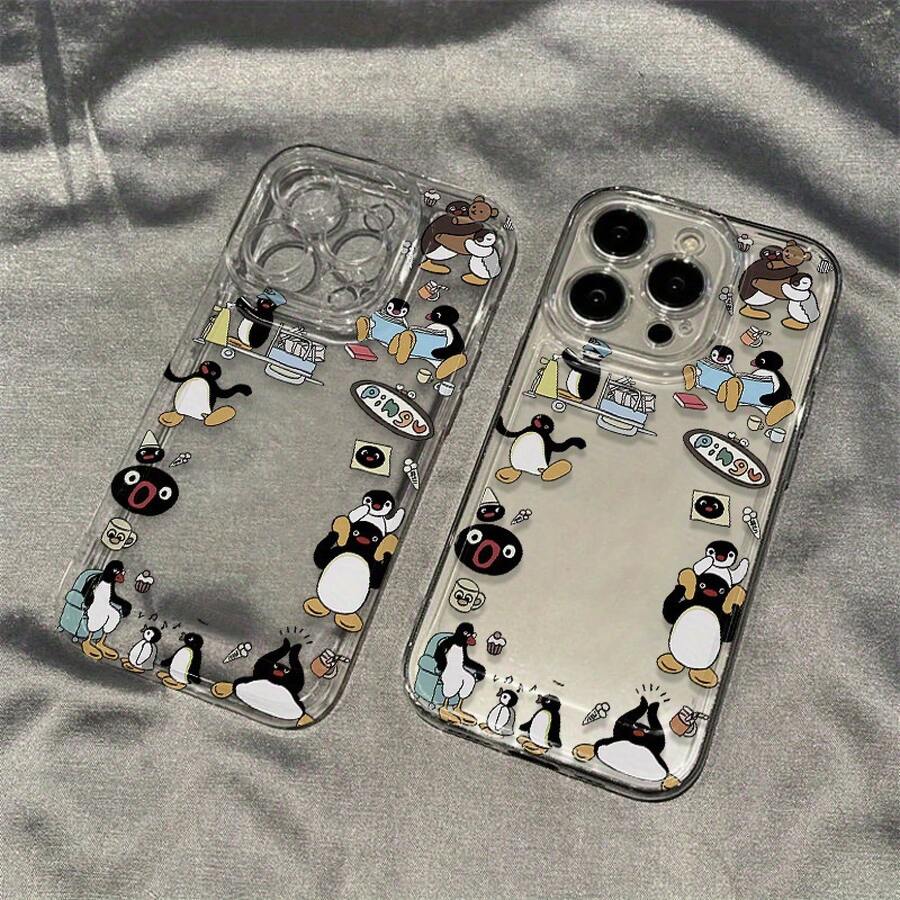 Un patrón de pingüino lindo con personalidad suave y adorable, funda de teléfono transparente, cuerpo completo de TPU, compatible con 17/17 Air/17 Pro/17 Pro Max/ 16/16 Pro/16 Pro/Max/16 Plus/15/15 Pro Max/15 Pro/15 Plus/14/14 Pro/14 Plus/14 Pro Max/13/113 Pro/13 Pro Max/12/12 Pro/12 Pro Max/111111 Pro/11 Pro Max. Funda de teléfono Apple a prueba de golpes, mate, resistente a caídas, lente completamente envuelta, silicona, carcasa dura, soporte magnético, elegante y creativa. - Transparente 92-1 - Ver 1