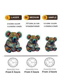 可爱考拉拼图，成人休闲玩具，不对称动物形木制拼图，家庭和朋友游戏，适合圣诞节和生日礼物，拼图，拼图，拼图，智商游戏，游戏拼图，冰拼图，拼图桌，1000 片拼图 - 杏色 - 查看 2