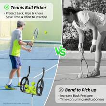 2-In-1 Tennis Ball Automatic Picker With Handle,Tennis Ball Hopper,Tennis Field Equipment Auto Collector Picker Retractor 80 Tennis Balls - Black+Silver - View 2