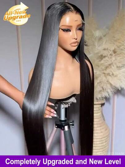 200% Density 13x4 13x6 Straight Lace Front Wig Clear HD Lace Front Wig And 5*5 Lace Closure Wig Put On And Go Glueless Wigs Pre-Plucked With Baby Hair Natural Color Straight Wig Brazilian Virgin Hair Blended Hair For Women Multiple Sizes Suitable For Daily Use