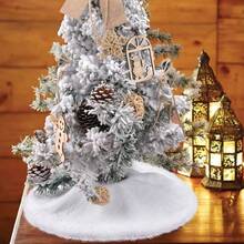 Christmas Mini  Tree Skirt Small Faux Fur Tabletop Christmas Tree Skirt 15 Inch Xmas Tree Rug White Christmas Decorations Tree Ornaments For 2 Ft Tree - 白色 - 查看 5