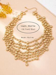 1 buc colier cerc metalic auriu, stil boem, pentru femei, modă elegantă vintage exagerată, potrivit pentru plajă, petrecere, banchet și purtare zilnică