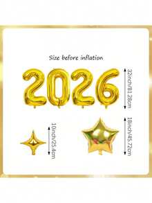 1套32英寸大号2026铝膜气球新年派对装饰背景节日新年情人节生日布置装饰2026庆典装饰 - 彩色 - 查看 3
