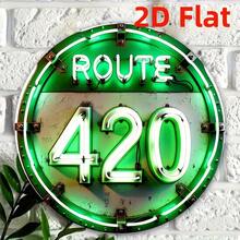 1 PC 8-Inch Round Neon Sign No. 420 Highway - Heavy-Duty Metal Structure, Visually Luminous Effect, No Batteries/Power Required - Suitable For Home, Office, Decoration For 4/20 Themed Parties - Includes Simple Installation Hardware - Weather-Resistant Indoor And Outdoor Decoration - Christmas Decoration - 1 biển nhôm - Xem 4
