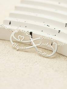 1PC Custom Unlimited Name Pendant Necklace, Can Be Customized With 1-6 Names, Personalized Family Jewelry, Stainless Steel Jewelry, Custom Necklace, Women's Necklace, Name Necklace, Customizable Items, Jewelry Women, Name Necklace Customization, Christmas Gift, Halloween Jewelry, Personalized Gifts, The Best Gift For Family Elders - Multicolor - View 6