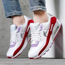 Nike Zapatillas Air Max 90 Air Cushion para mujer, estilo casual, primavera - Blanco Rojo - Ver 3