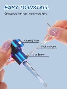 2个钛阳极氧化摩托车钥匙帽 - 蓝黑渐变色，钛合金钥匙套带登山扣，通用型，适用于电动滑板车、Niu、Vespa、定制摩托车，个性化通用替换钥匙头（钛表面处理）
