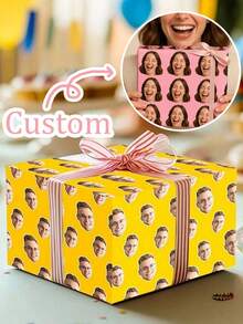 Custom Wrapping Paper, Custom Gift Wrap, Personalized Wrapping Paper, Personalized Gift Wrap, Customized Paper With Face And Text, Christmas Wrapping Paper, Funny Christmas Customized Gift For Friends - Multicolor - View 7