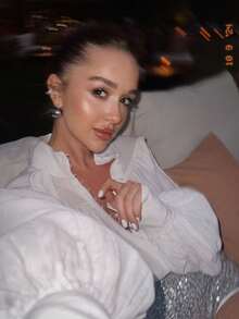 Women's Elegant Long Sleeve Collared Shirt, Button Front, Woven Fabric, Regular Length Top Spring - White - View 4