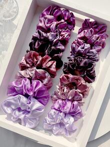 1-4pcs Women's Solid Color Scrunchies, Soft Satin Hair Ties, Elastic, Versatile & Elegant, Suitable For Daily Wear Ponytail - Multicolor - View 6
