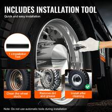 Rear Axle Wheel Covers, Spiked Axle Cover For Semi Truck, ABS Electroplate Rust-Resistant Lug Nut Covers, Universal Fit, Installation Tool Included, Complete Axle Cover Combo Kit - 13.94x9.17 Inches - View 5