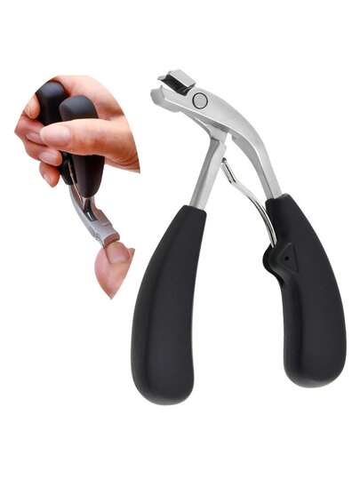 1 pezzo Tronchesino per unghie a doppio taglio con punta curva e apertura ampia, raccoglie i residui di unghie, rifinisce efficacemente le unghie spesse, testa angolata e bocca larga, adatto per anziani