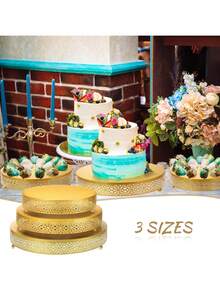 3-Piece Cake Stand Set Round Metal Cake Stands Dessert Display Cupcake Stands, Gold - Vàng - Xem 6