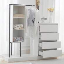 Drawer Cabinet, Wardrobe Set, White Wardrobe, Sideboard, Clothes Rail, Dimensions: W140/W40/H135, White