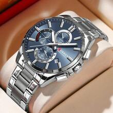 CURREN Men's Fashion Quartz Chronograph Wrist Watch, Stainless Steel Strap, With Luminous And Auto Date Display, Water Resistant - Multicolor - View 10