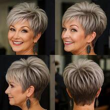 短款精灵短发假发，带刘海 - 直巴西真人发，适合日常佩戴，日常发饰，玫瑰网帽，女士短发假发 - 彩色 - 查看 10