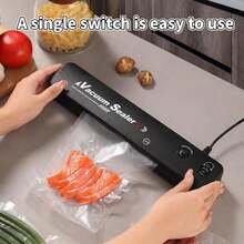 Kitchen mommy جهاز تفريغ الهواء، وظيفة تفريغ الهواء + إغلاق الأكياس، مناسب لحفظ مختلف الأطعمة بتفريغ الهواء، جهاز تفريغ الهواء، سهل التشغيل، مناسب لتخزين الأطعمة الجافة والطرية، جهاز تفريغ الهواء للأطعمة، جهاز كهربائي للمطبخ - قابس المملكة المتحدة (220 إلى 240 فولت) - مشاهدة 11