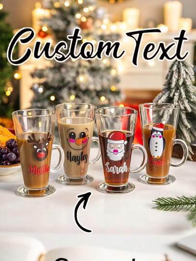 Christmas Glass Coffee Mug With Handle,Custom Name Personalized Gift Mug,Santa Claus, Reindeer, Snowman, Heat-Resistant Glass,Personalized Christmas Mug, Custom Christmas Mug, Secret Santa Gift, Christmas Coffee Cup, Custom Name Mug, Merry Christmas Mug, Xmas Mug, Christmas Gift, Christmas Decor, Thanksgiving Gift, New Year Gift, Party Decor,Christmas Gift,Gift For Family Friend