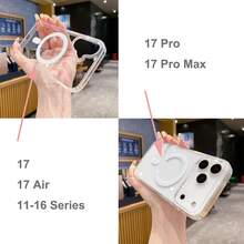 防震磁吸充电手机壳，带摄像头保护，兼容 17/17 Air/17 Pro/17 Pro Max，透明亚克力超薄保护壳，也适用于 13/11/16 Pro Max/15/14 Plus/12 Mini/XS Max/7/8 Plus/16e，春季礼物，生日派对，复活节，妈妈的理想之选 - 無色 - 查看 10