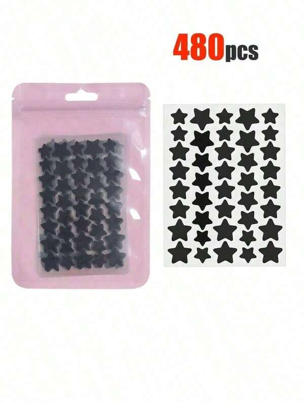 480pcs Pink, Black, White, Blue, Purple, Green, Star E-Star Facial Stickers, A Must-Have For Taking Photos, Facial Painting, Suitable For Various Parties, Gatherings, And Fun Activities. 240/40pcs