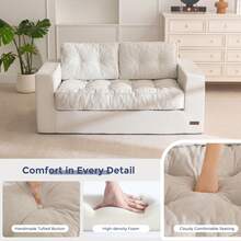 MAXYOYO 2/3 Seater Boneless Couch,Chenille Comfy Sofa With Extra Deep Seats For Living Room - Màu Xám nhạt - Xem 9