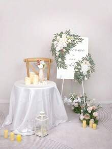 Set Dekorasi Lengkungan Pernikahan 2 Buah/Set, Lengkungan Bunga Buatan Bergaya Pedesaan, Lengkungan Daun Hijau & Bunga Putih, Aksen Dinding Dekorasi Rumah, Dekorasi Pesta Hari Valentine & Perayaan Ulang Tahun - Putih - View 7