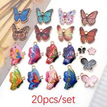 时尚珐琅蝴蝶吊坠套装（10/20/24/52个）。精致吊坠，非常适合DIY手链、项链和钥匙扣。 - 彩色 - 查看 17