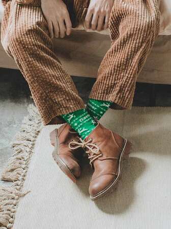 1 par herrsockor med julrenar, tecknade festliga mittuppstoppningar, varm present till hösten/vintern