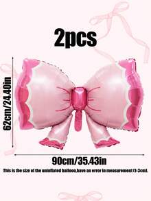 Set de 2/6 globos de foil con lazo rosa, adecuados para fiestas de cumpleaños de niñas, fiestas de primer año, decoración sorpresa de habitación, decoraciones de fiestas con tema de jardín