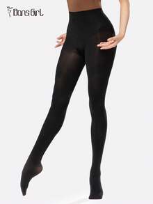 DonsGirl 一套（2双）专业芭蕾/爵士/钢管舞/瑜伽紧身袜，无缝设计 - 黑色 - 查看 12