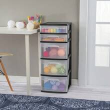 5-Drawer Storage Tower, Black - Tall Vertical Organizer For Closet, Bedroom & Office, Space-Saving Drawer Unit - 1 - 查看 4