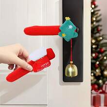 4pcs Christmas Door Handle Decor Set, Includes Jingle Bell Hanger And Removable Ornaments (Santa Claus, Reindeer, Christmas Tree, Stocking) - Easy Adhesive Hooks, Suitable For Indoor/Outdoor Holiday Door And Cabinet Decor - - Door Hangers, Christmas Decorations, New Year - Multicolor - View 3