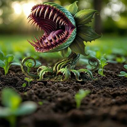 1 Stück dekorative Plastik Piranha Pflanze, bohemische Gartendekoration, vielseitige Outdoor-Kunst, geeignet für Pflanzkübel, Rasenflächen, Gärten, Weihnachtsdekoration, ideales Geschenk für Pflanzenfans