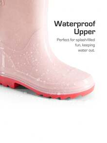 Kids Rain Boots Glitter Boys Girls With Easy-On Handles Sparkly Waterproof Boots Outdoor Playing Rain Boots Unisex-Child  For Rainy Days And School Activities - Hồng - Xem 4