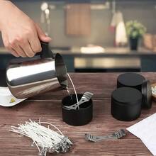 Bộ lọ đựng nến đen 47 món, lọ đựng nến mờ 4 oz có nắp, thích hợp để làm nến, trang trí nhà cửa, đồ thủ công DIY và đựng đồ nhỏ, bao gồm 6 lọ đựng nến rỗng, 6 giá đỡ bấc, 15 bấc nến và 20 miếng dán. - màu đen - Xem 7