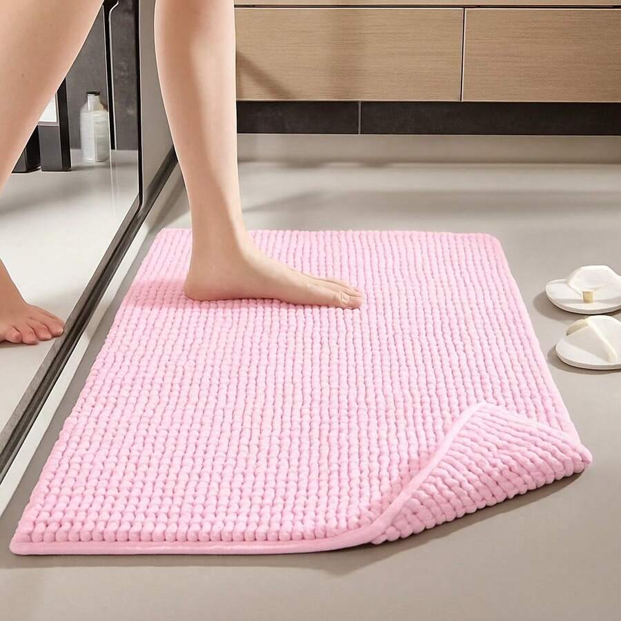 Bathroom Rug Kit 40x60 Non-Slip Microfiber Ball Noodles Shower Exit Machine Washable - 淺粉色 - 查看 1