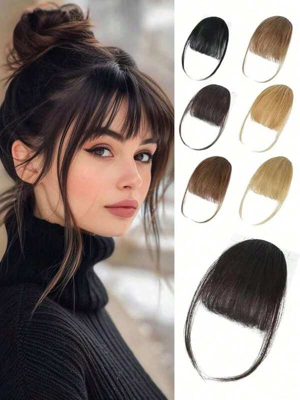 Synthetic Air Bangs Natural Short Brown Black Fake Hair Fringe Extension 1 Clip In Hairpieces Accessories For Women Girl Women Bandana Winter Hair Bands Warm Head Wrap
