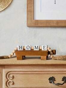 1PC Home ,Family Font Wooden Beaded Tassel Garland Decoration Square Wooden Letter Beads Original Wood Color Wooden Beads Rope Tassel String Home Decoration Pendant Crafts