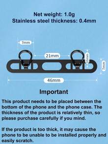 1个男女通用黑色/银色不锈钢侧挂式手机支架，防丢牢固连接器，纯色简约手机挂绳配件，侧挂式双扣垫，超薄背胶防丢牢固连接器垫，双耳耳机支架，腕带，金属垫，智能手机挂绳，手机挂绳，兼容安卓及大多数智能手机，送给母亲、家人、朋友、孩子、生日、节日的礼物 - 多色. - 查看 7