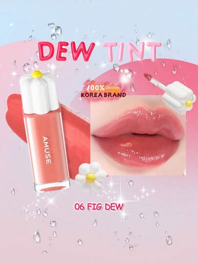 AMUSE Son tint DEW TINT 06 Fig Dew Tint, mỏng nhẹ, mềm mại, siêu dưỡng ẩm, không bết dính, giữ ẩm lâu trôi, lên màu chuẩn, tạo lớp trang điểm mịn màng với vẻ rạng rỡ, công thức thuần chay, mỹ phẩm Hàn Quốc, 4g/0.14oz