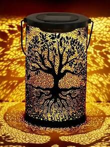 1个大型太阳能树形投影灯笼，适用于房车、花园、庭院、阳台、小路、草坪，金属太阳能LED灯，是送给家人和朋友的绝佳礼物，斋月装饰，斋月灯笼 - 彩色 - 查看 4