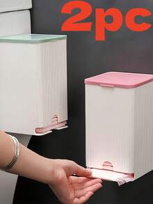 1PC Wall-Mounted Sanitary Napkin Storage Box & Small Item Organizer | Bathroom Tissue Holder For Toilet Paper, Pads, Essentials | Space-Saving Home Organization For Bathroom, Bedroom, Kitchen, Office (Waterproof, Durable) - 粉紅色 - 查看 1