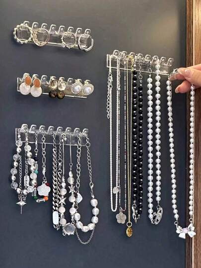 Supporto da parete per gioielli, organizer da parete per gioielli durevole con ganci, appendicollo trasparente per collane, gancio multifunzione salvaspazio per organizzare gioielli, appendicollo per collane per bagno, camera da letto, scuola, dormitori, casa, boutique, specchiera, per orecchini, anelli, bracciali, accessori, scaffale espositore, torre portaoggetti, elementi essenziali da viaggio, decorazione autunnale, ritorno a scuola