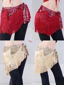 女式流苏舞裙拉丁萨尔萨探戈国标裙性感流苏裹身裙迷你短裤裙 - 彩色 - 查看 9