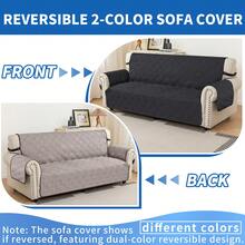 YSTYLE Single-Seater Sofa Cover With Armrests, Reversible Cat-Friendly Scratch-Resistant Couch Cover, Double-Sided Quilted Sofa Cover, Universal Sofa Cover - Black + Khaki - View 2
