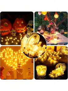 50pcs Mini LED Lights, Yellow Balloon Lights, Battery Powered Fairy Lights, Long Lasting Mini Light Bulbs, Round Flashing LED Lights For Paper Lanterns, Balloons, Party, Wedding, Bedroom, Garden, Christmas, Valentine's Day, Floral, DIY - Multicolor - View 6
