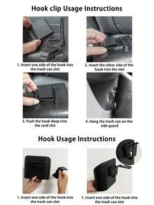 1个车载垃圾桶 + 1卷（15张）垃圾袋 + 2个车载挂钩，迷你车载垃圾桶，垃圾收纳盒，适用于前后排座椅 - 汽车、办公室、家居用品。迷你车载垃圾桶，防水、便携、节省空间，车载储物盒，车载分类盒，必备车载配件。 - 黑色 - 查看 6