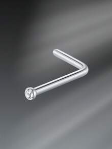 CIZME 1pc/Set 20G Titanium Steel G23 Nose Rings For Women Men,Silver Clear Diamond CZ L Shaped Nose Studs Top 1.5mm 2mm 2.5mm 3mm CZ Nose Piercing Jewelry Nose Ring Studs Jewelry - Silver - View 4