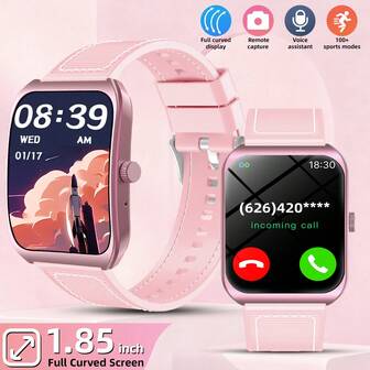Nuevo smartwatch de pantalla curva, pantalla HD de 1,85 pulgadas, llamadas Bluetooth, podómetro, recordatorio de sedentarismo, monitoreo del sueño, reproducción de música Bluetooth, asistente de voz, múltiples modos deportivos