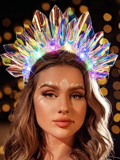1 pieza Diadema con luz LED creativa y colorida, accesorios para fiestas, Halloween, Navidad, decoración para actuaciones en el escenario